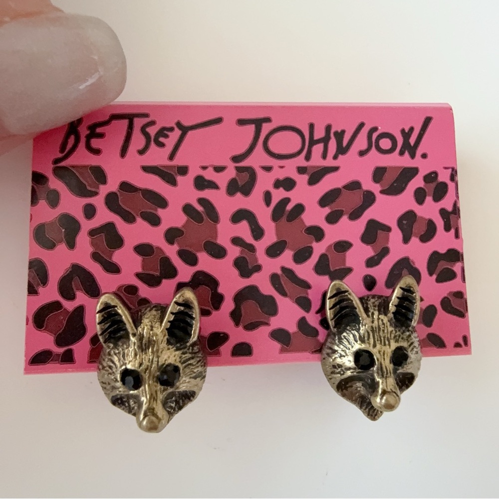 Betsey Johnson Bronze Fox Stud Earrings